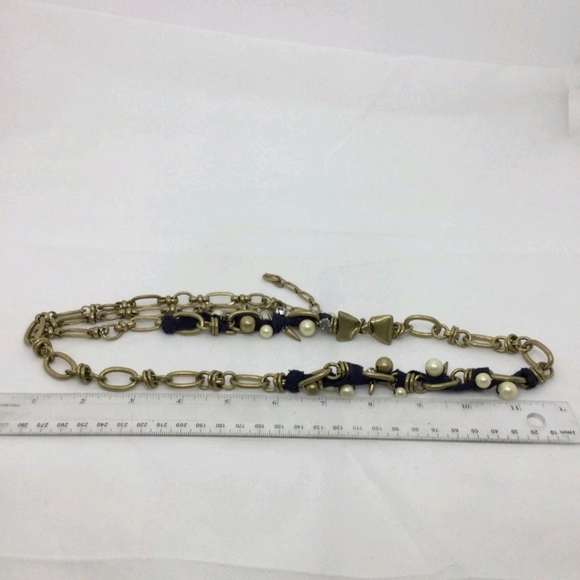 Stella & Dot Faux Pearl Bow Accent Long Chain Necklace NWOT 18" - Picture 5 of 5